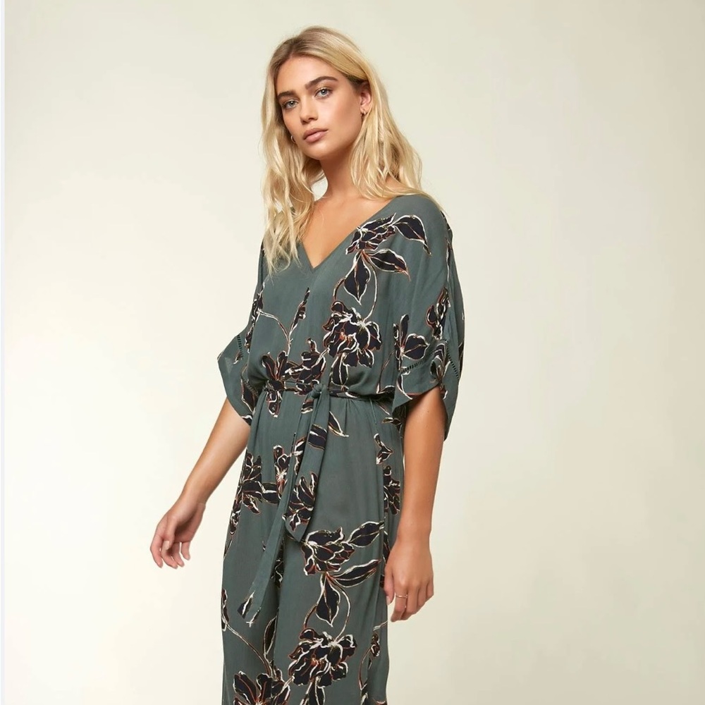 Women's O'Neill Kendal Floral Print Woven Crop Jumpsuit, Size M - Blue/green